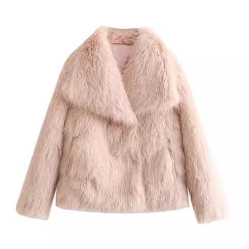 Winter Plush Coat Fashion Warm Thicken Fluffy Lapel Jacket Outwear Casual Long Sleeve Tops Womens Clothing-13
