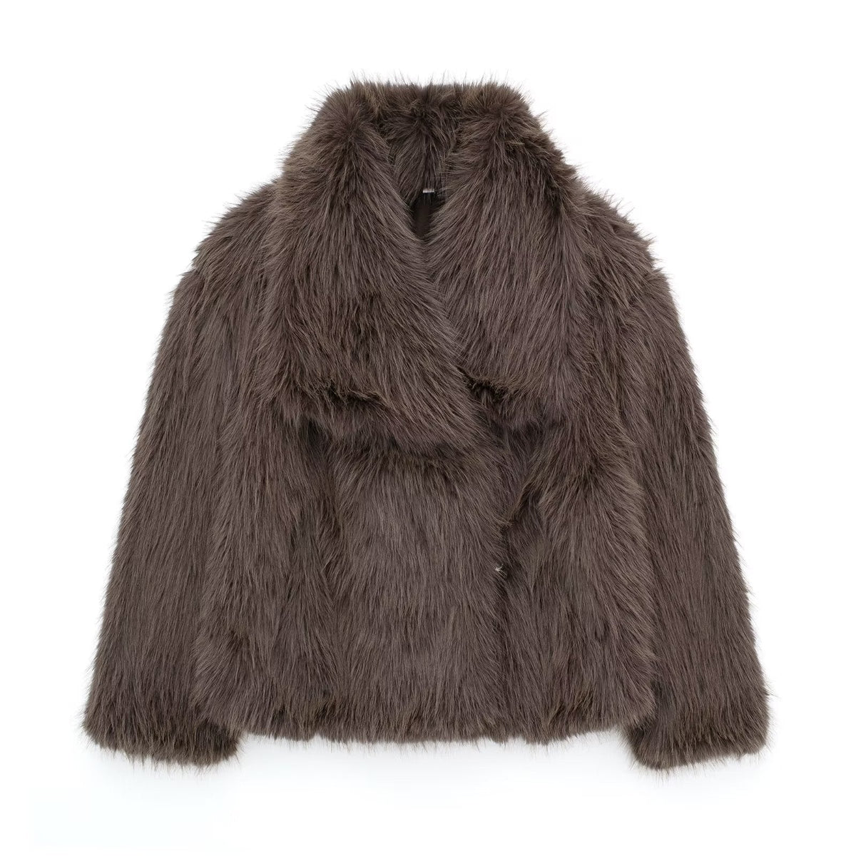 Winter Plush Coat Fashion Warm Thicken Fluffy Lapel Jacket Outwear Casual Long Sleeve Tops Womens Clothing-6