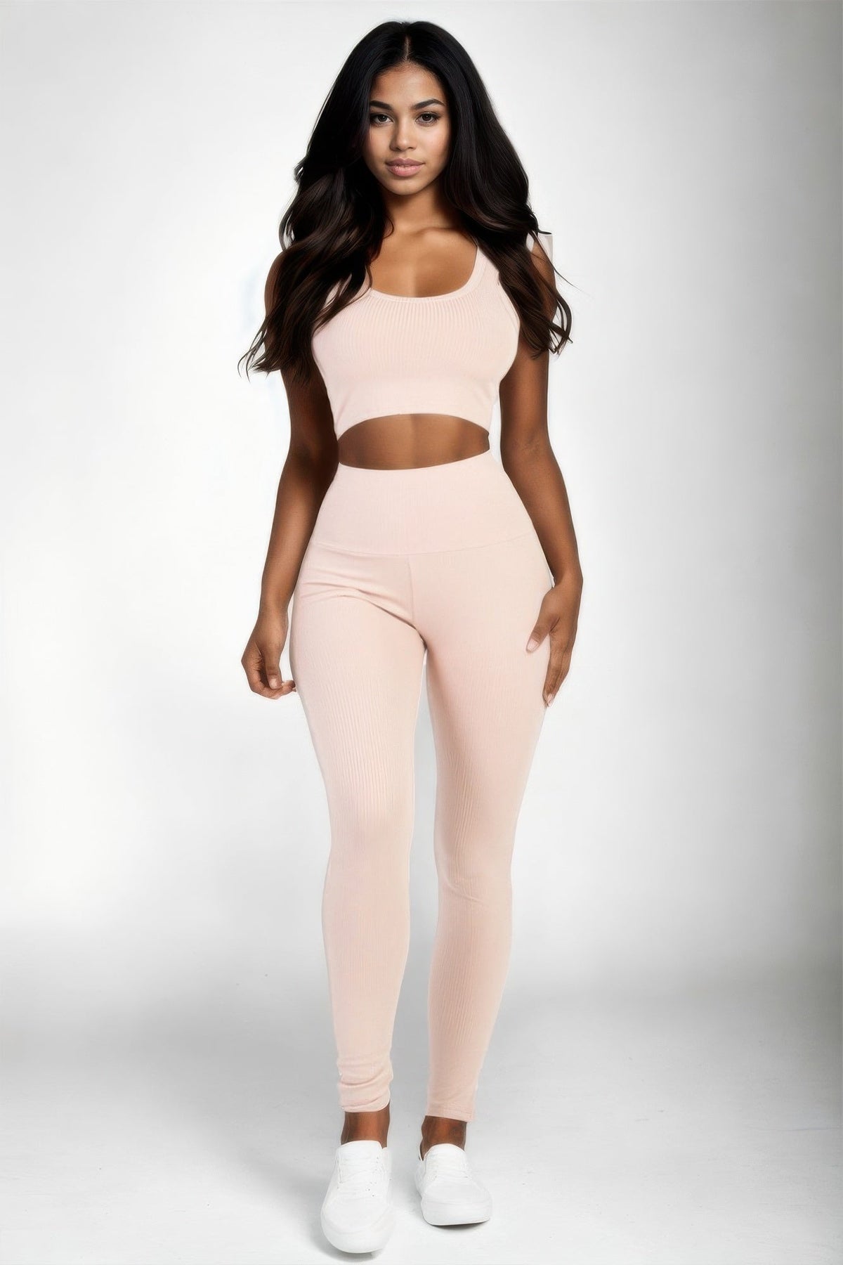 Ribbed Crop Top & Leggings Set-0