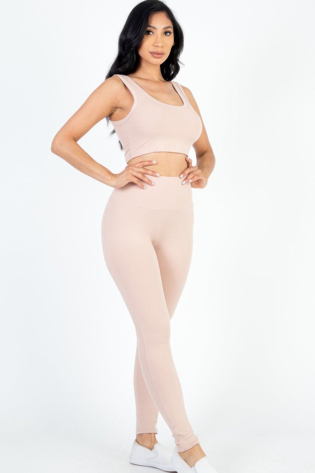 Ribbed Crop Top & Leggings Set-2