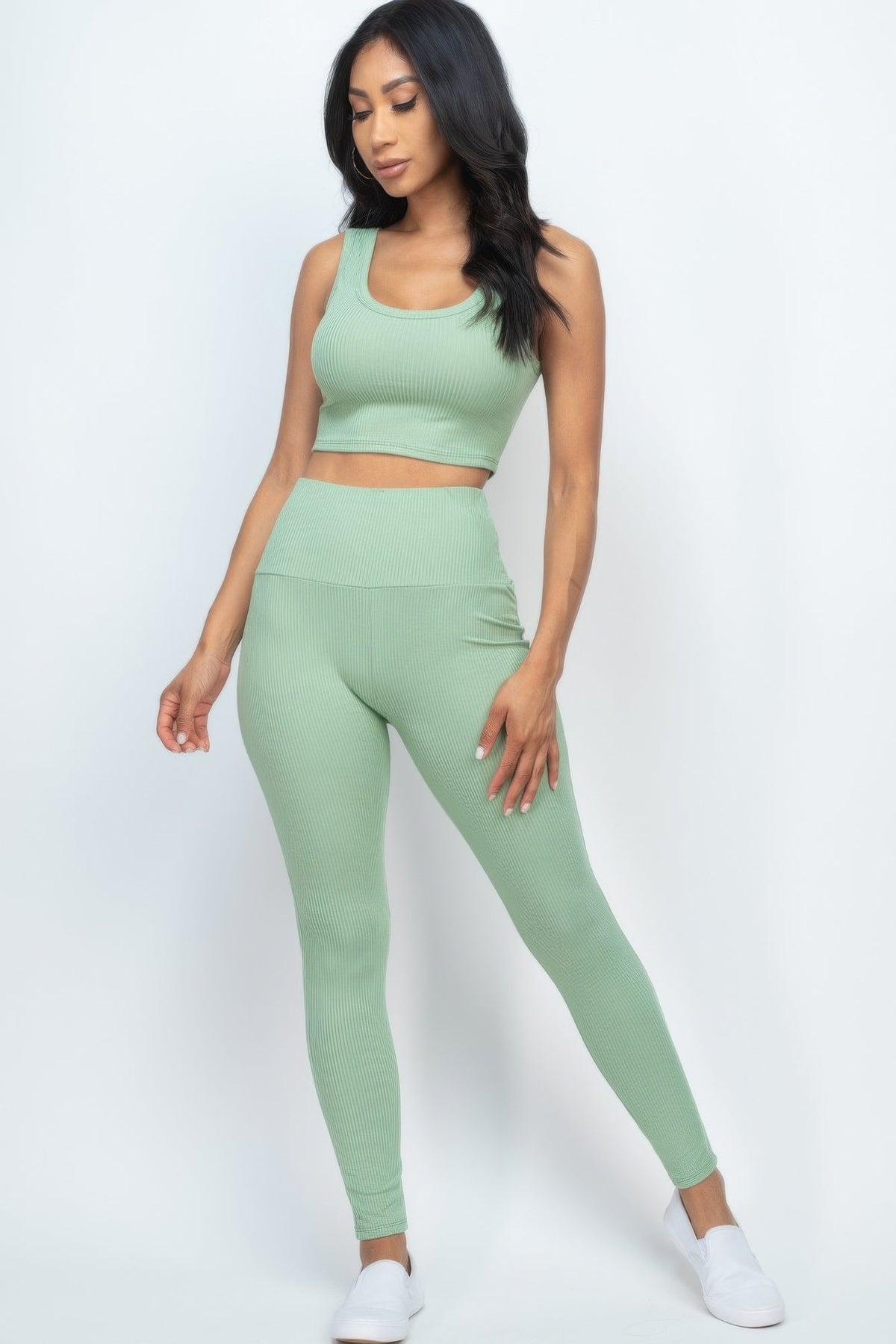Ribbed Crop Top & Leggings Set-9