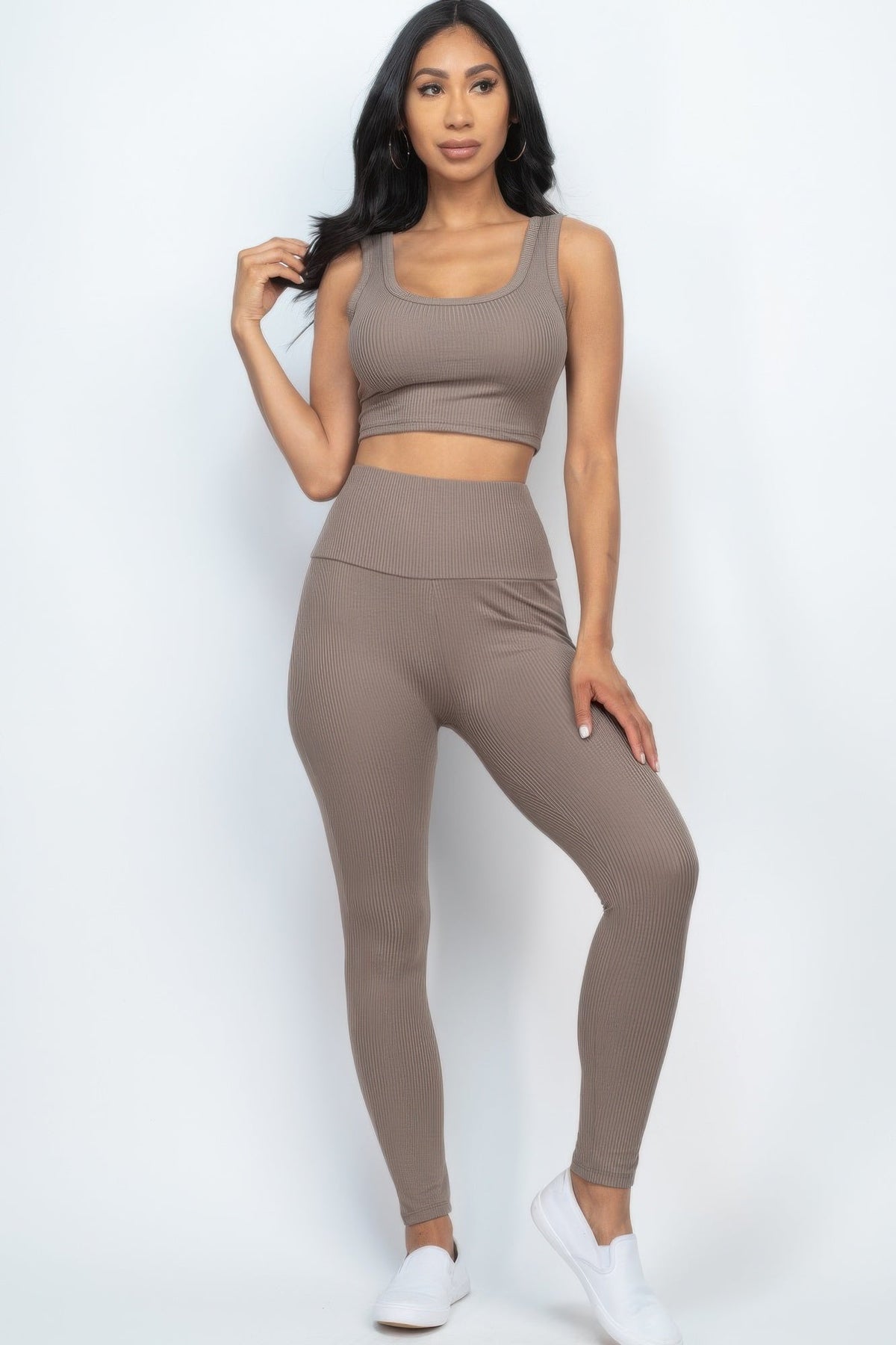 Ribbed Crop Top & Leggings Set-12